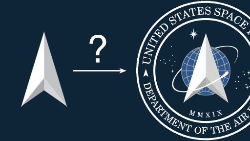 Arrow logo from 2011 compared to Donal trump's new Space force logo