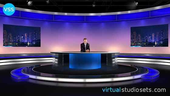 blue virtual studio set