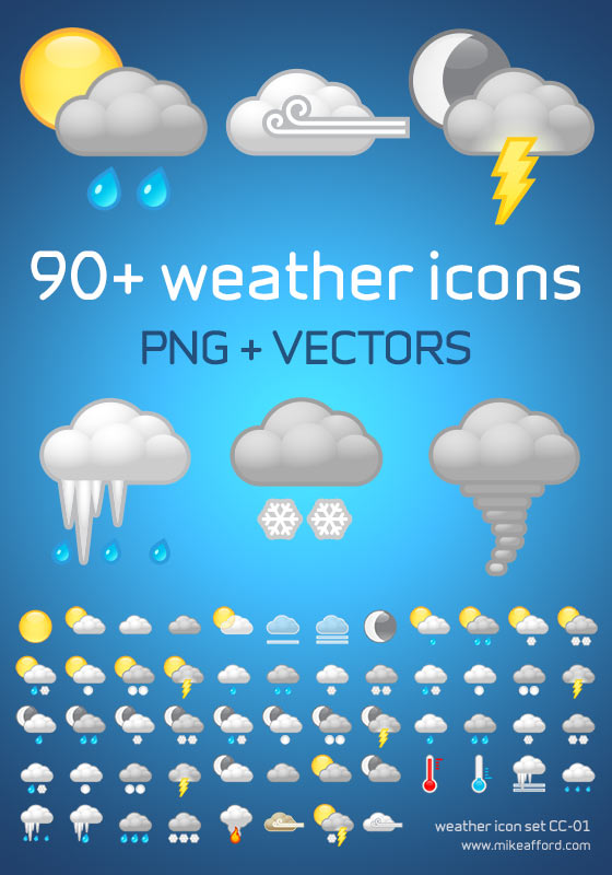 cc-01 weather icon set - includes image and vector formats