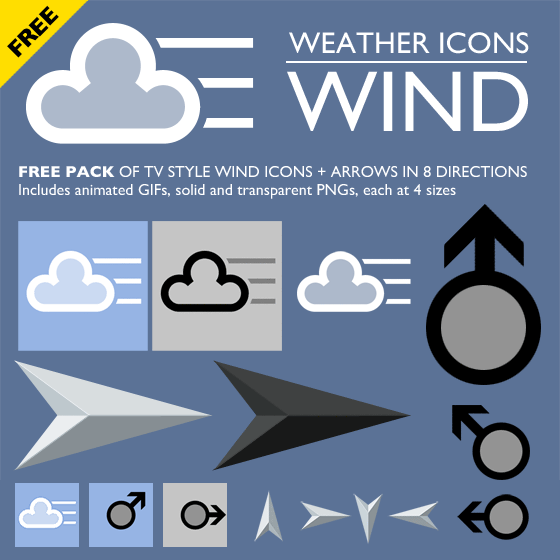wind arrows and wind symbols for weather maps